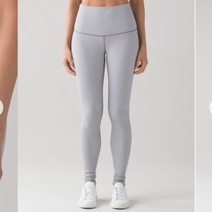 Lululemon Heathered Herringbone Heathered White Slate Wunder Under Pants